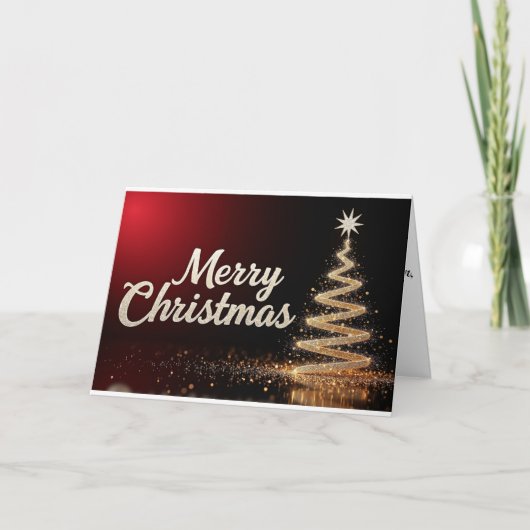 Golden Swirl Tree – Merry Christmas Radiance Bedankkaart (Voorkant)