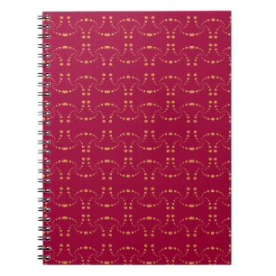 Golden Swirling Polka Dots on Burgundy Red Notitieboek