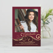 Golden Swirls Foto Afstuderen Aankondiging (Staand voorkant)