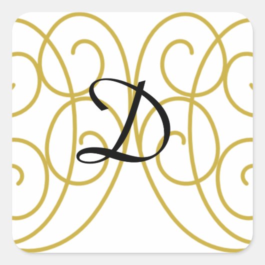 GOLDEN SWIRLS MONOGRAMMED STICKER SJABLOON (Voorkant)