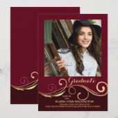 Golden Swirls Photo Graduation Faire-part (Devant / Derrière)