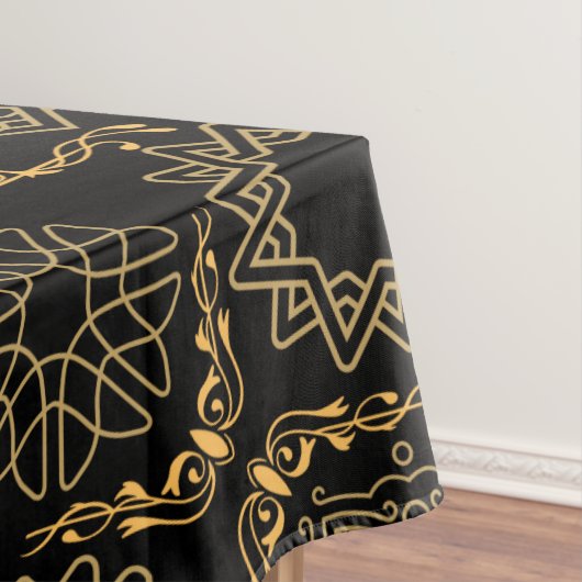 Golden Symbols Pattern 12.bw Black BG Tafelkleed (Voorbeeld)