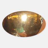 Golden Tea Pot Wall Art & Print Ovale Sticker (Voorkant)