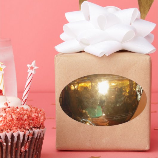 Golden Tea Pot Wall Art & Print Ovale Sticker (Feest)