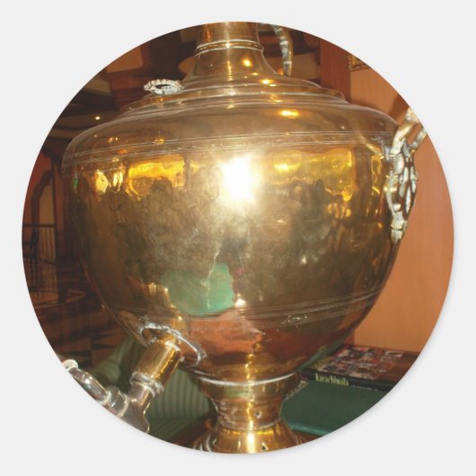  Golden Tea Pot Wall Art & Print Ronde Sticker (Voorkant)