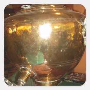  Golden Tea Pot Wall Art & Print Vierkante Sticker