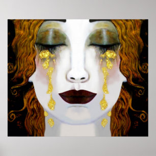 Golden Tears, Gustav Klimt inspiratie vol gezicht. Poster