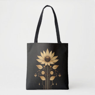 Golden Tech Bloom – Solarpunk Art Tas