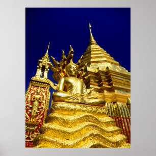 Golden Temple - Chiang Mai - Thailand Poster