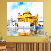 Golden temple Waterverf schilderij Canvas Afdruk (Insitu (Woonkamer))