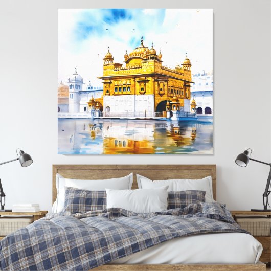 Golden temple Waterverf schilderij Canvas Afdruk (Insitu (Slaapkamer))