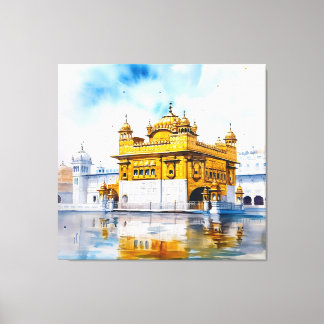 Golden temple Waterverf schilderij Canvas Afdruk