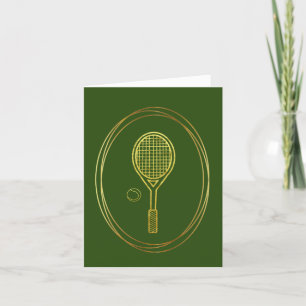 Golden Tennis Racket en Ball Outline Card Kaart