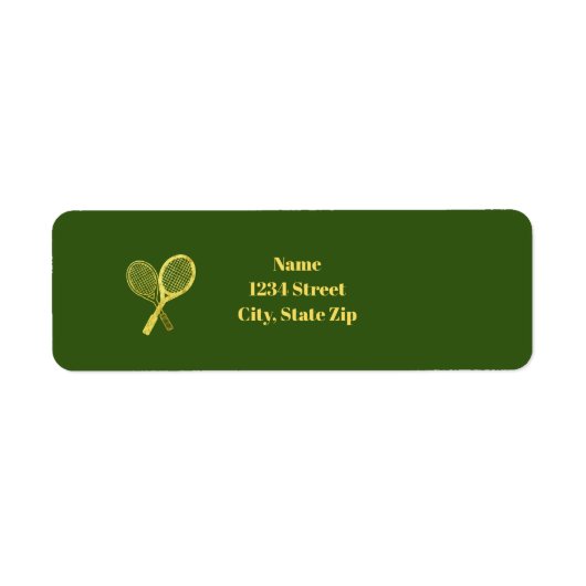 Golden Tennis Rackets Return Address Labels (Voorkant)