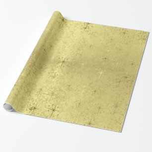 Golden Textured Holiday Kerststerren Cadeaupapier