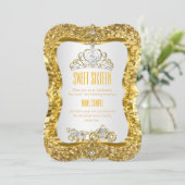 Golden Tiara Princess Sweet 16 Or Invitation blanc (Debout devant)