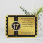 Golden Ticket 17th Birthday Party Invitation (Debout devant)