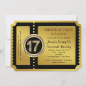 Golden Ticket 17th Birthday Party Invitation (Devant)