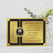 Golden Ticket Champagne Verjaardagsfeest Kaart (Staand voorkant)