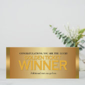 GOLDEN TICKET GAGNANT Anniversaire Fête Invitation (Debout devant)