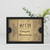 Golden Ticket Style 40th Birthday Party Invite Kaart (Staand voorkant)