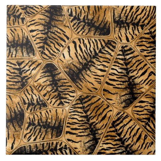 Golden Tiger Faux Cells Tegeltje (Voorkant)