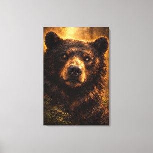Golden Timber Beer Wildlife Kunst Opgespannen Canvas Afdruk