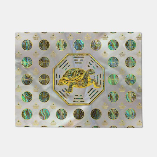 Golden Tortoise/Turtle Feng Shui Abalone Shell Deurmat (Voorkant)