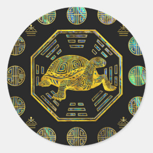 Golden Tortoise/Turtle Feng Shui Abalone Shell Ronde Sticker