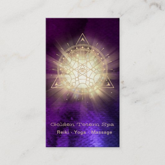 *~* Golden Totem Sacred Geometry Light Rays Visitekaartje (Voorkant)