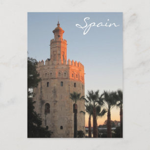 Golden Tower met zonsondergang in Sevilla, Spanje Briefkaart