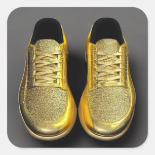 Golden Trainers Vierkante Sticker