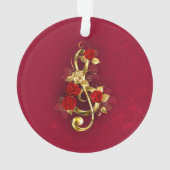 Golden Treble Clef avec fleurs Roses (dos)