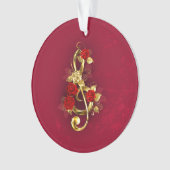 Golden Treble Clef avec fleurs Roses (devant)