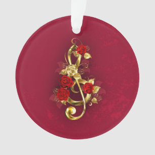 Golden Treble Clef avec fleurs Roses