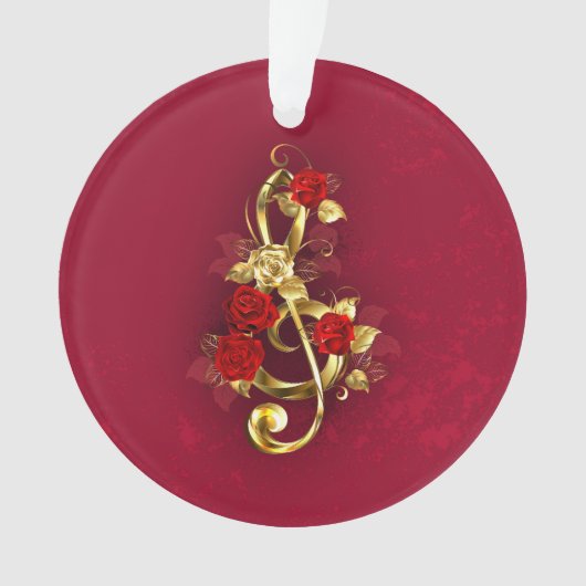 Golden Treble Clef avec fleurs Roses (devant)