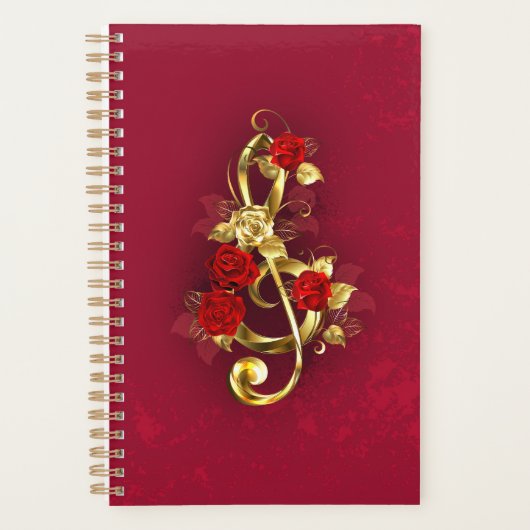 Golden Treble Clef avec fleurs Roses (Devant)