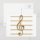 Golden Treble Clef Briefkaart (Voorkant / Achterkant)