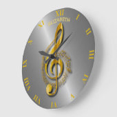 Golden Treble Clef met noten en schaduwen Grote Klok (Hoek)