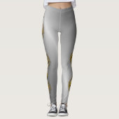 Golden Treble Clef met noten en schaduwen Leggings (Voorkant)