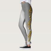 Golden Treble Clef met noten en schaduwen Leggings (Links)