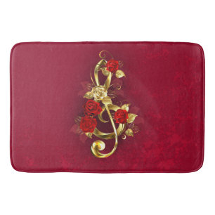 Golden Treble Clef met Rozen bloemen Badmat