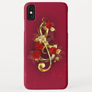 Golden Treble Clef met Rozen bloemen iPhone XS Max Hoesje