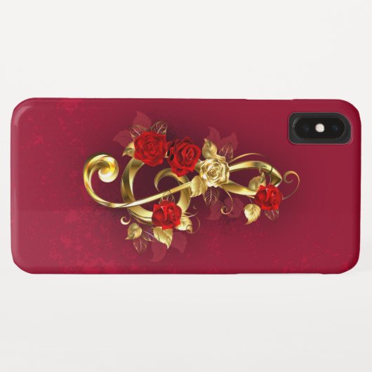 Golden Treble Clef met Rozen bloemen Case-Mate iPhone Case (Achterkant (horizontaal))