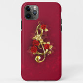 Golden Treble Clef met Rozen bloemen Case-Mate iPhone Case (Achterkant)