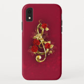 Golden Treble Clef met Rozen bloemen Case-Mate iPhone Case (Achterkant)