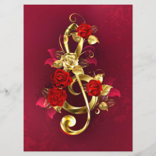 Golden Treble Clef met Rozen bloemen Menu