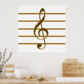 Golden Treble Clef Poster (Keuken)
