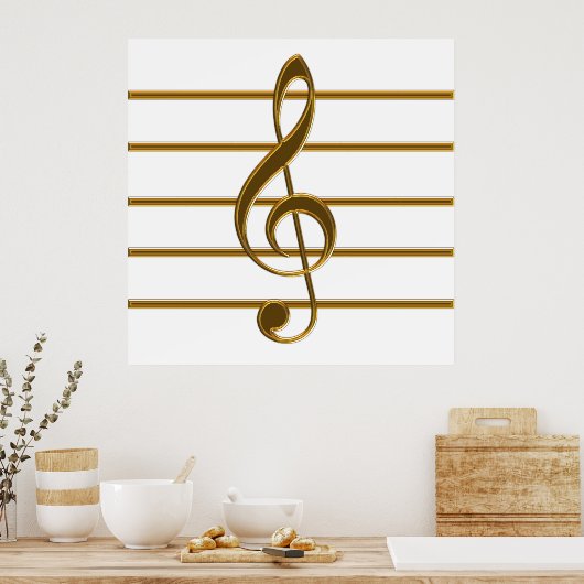 Golden Treble Clef Poster (Keuken)