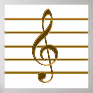 Golden Treble Clef Poster